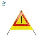 Reflective Tripod Warning Sign - Fluorescent Yellow Warning Signal Reflective Folding Tripod Warning Sign
